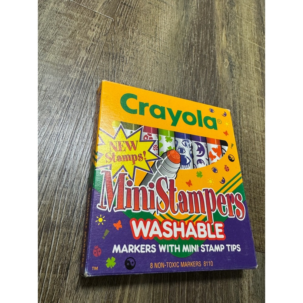 Vintage 1995 Crayola Mini Stampers Washable Markers 8 Count Set 8110 Made in USA